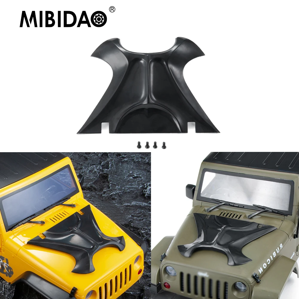 

MIBIDAO ABS пластиковая крышка двигателя для осевого SCX10 Jeep Wrangler 1/10 RC гусеничный корпус автомобиля, обновленные детали для украшения кузова
