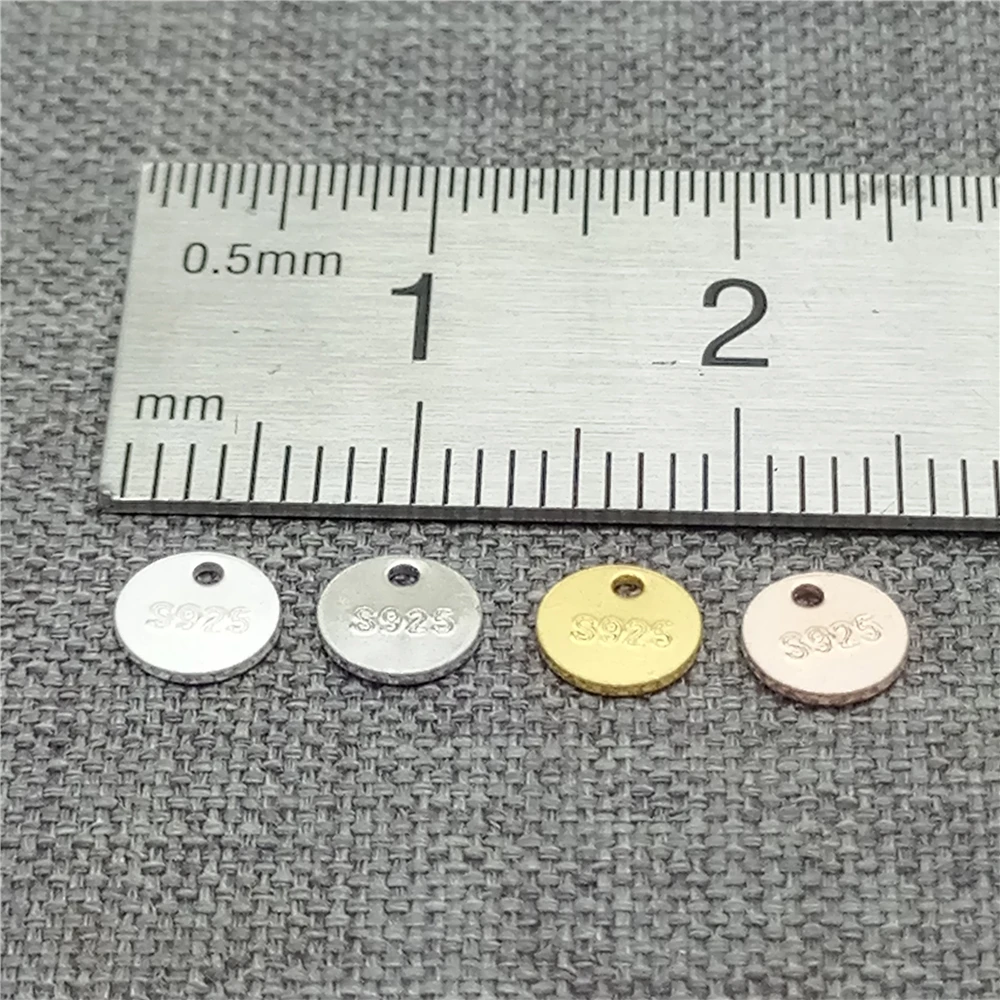 20 Pieces of 925 Sterling Silver Tag Charms Gold Plated Blank Disc for Necklace Extension Chain