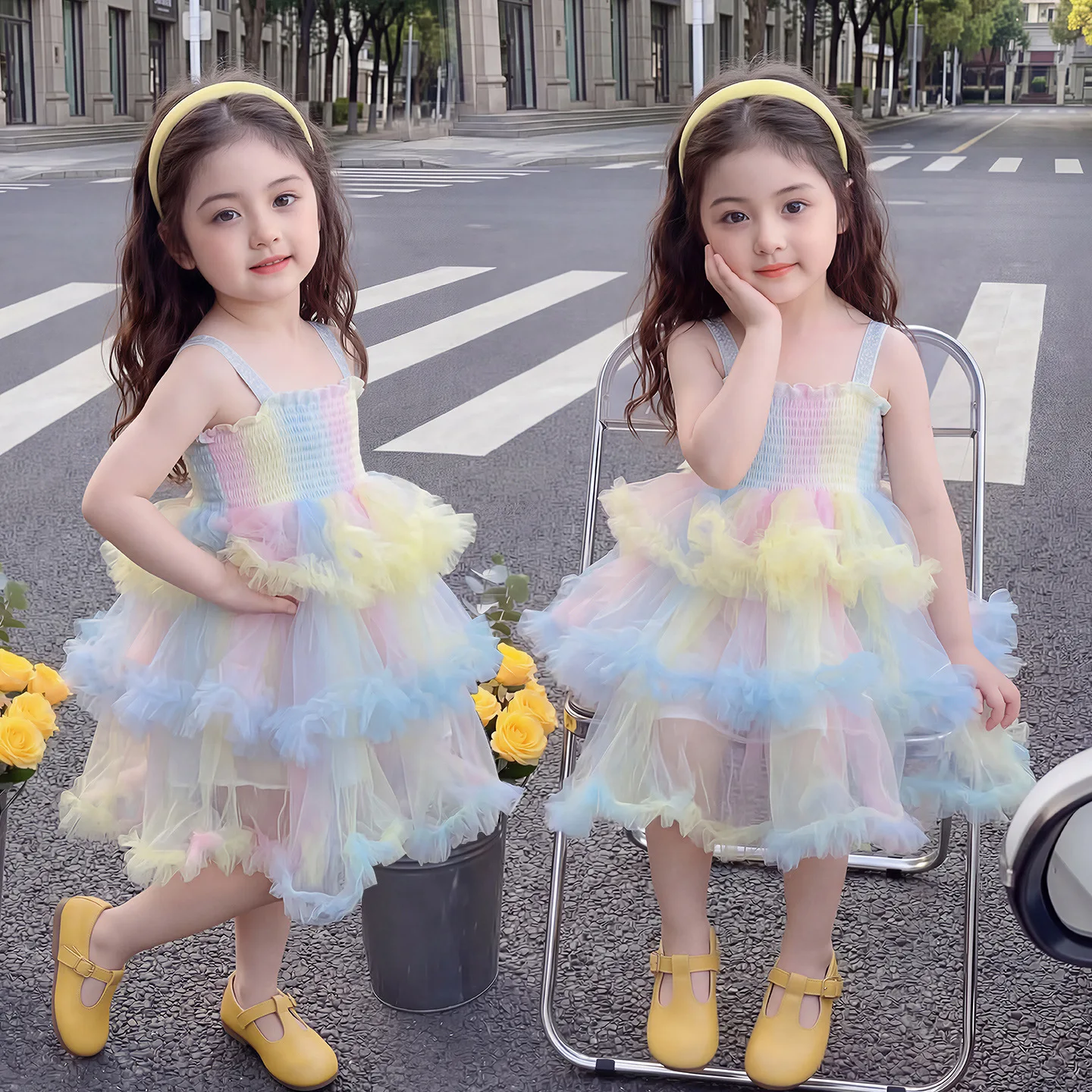 Girls Suspender Dress 2026 Summer New Princess Dress Little Girl Skirt Baby Foreign Sweet Cake Dress