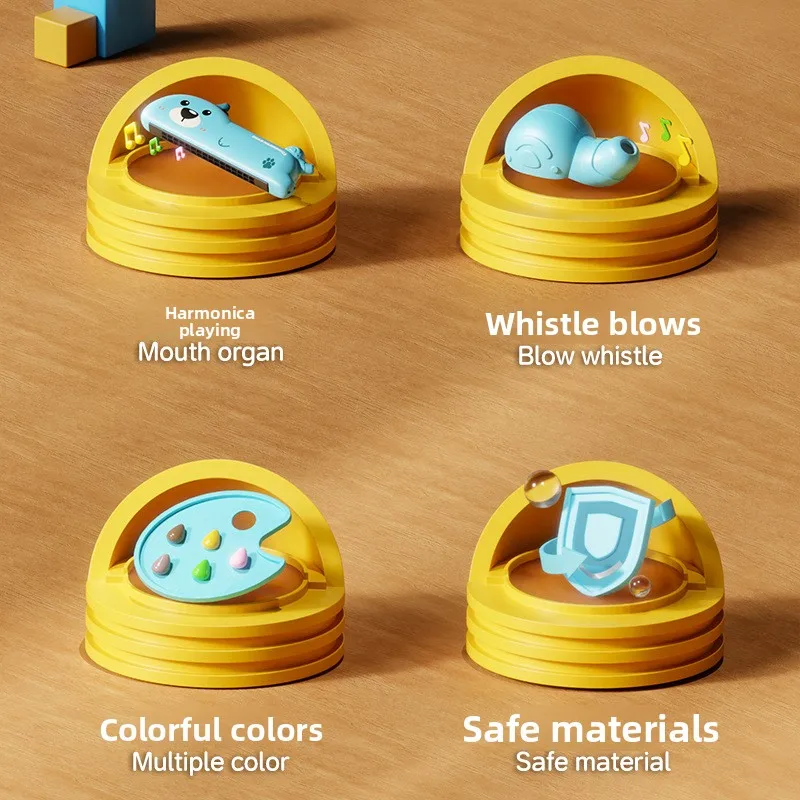 New Boy Cartoon Harmonica Blowing Instrument Lung Capacity Training Boys and Girls Early Education Musical Instrument Toys