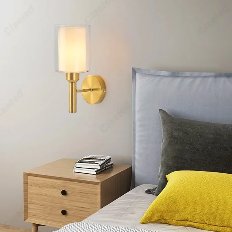 Einfache LED Glas Lampen schirm E27 Wand leuchte Schlafzimmer Nachttisch lampe Innen Bad Wohnzimmer Korridor Beleuchtung Dekoration Lampe