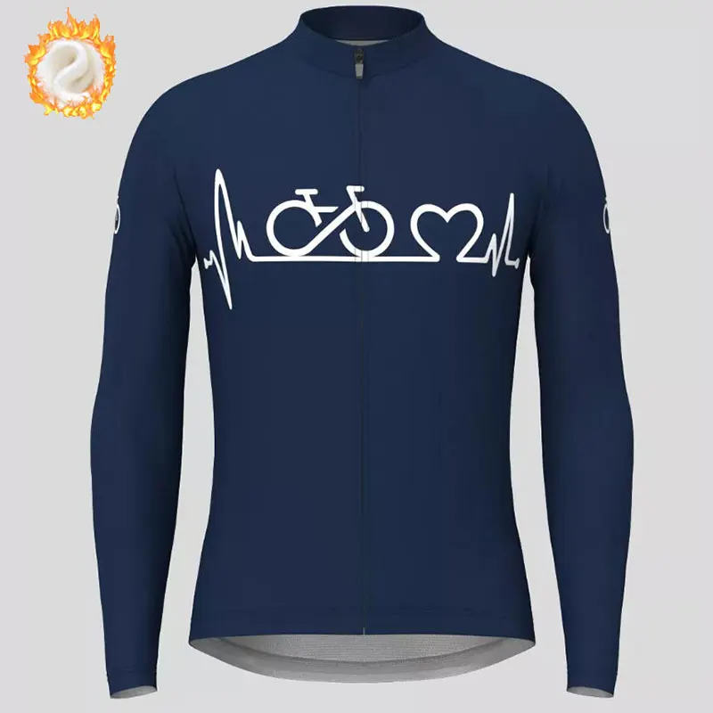 2022 Team Winter Cycling Jersey Men\'s Thermal Fleece Bicycle Clothing MTB Long Sleeve Warm Tops Road Bike Outdoor Sports Jacket