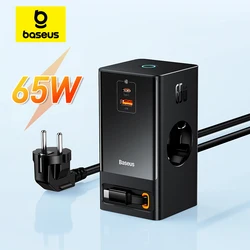 Baseus 65w Desktop-Ladegerät digitale Steckdosen leiste versenkbar-c 65w Schnell ladung für iPhone 16 15 14 Laptop Tablet Telefon Ladegerät