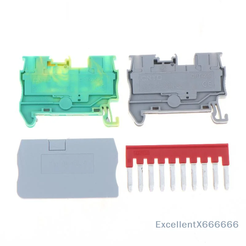 5/10PCS PT2.5 DIN Rail Spring Terminal Block PT2.5-PE Terminal End Cover D-PT2.5 Jumper Bar FBS10-5 Tool-free Wiringee Wiring