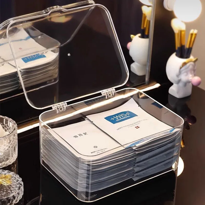 Transparent Acrylic Cosmetics Storage Box Waterproof Dustproof with Lid Jewelry Make Up Organizer for Home Desktop Storage Box