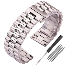 Stainless Steel Watch Bracelet Strap Women Men Silver Middle Polished Watchband Accessories 16mm 18mm 20mm 21mm 22mm