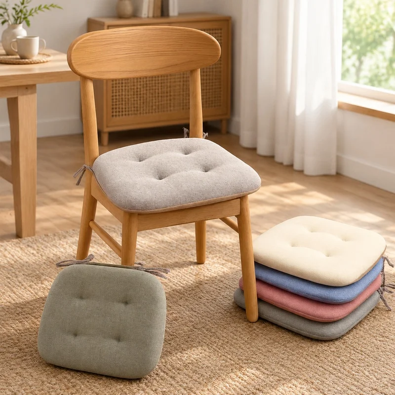 Thick Summer Cushion Made of Breathable Cotton Linen for Horseshoe Style Dining and Study Chairs