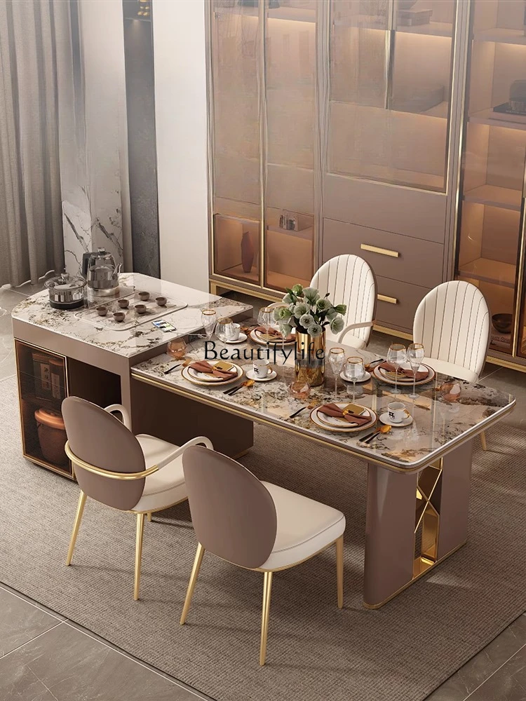 Island table integrated modern light luxury simple high-end rock slab tea table dining table