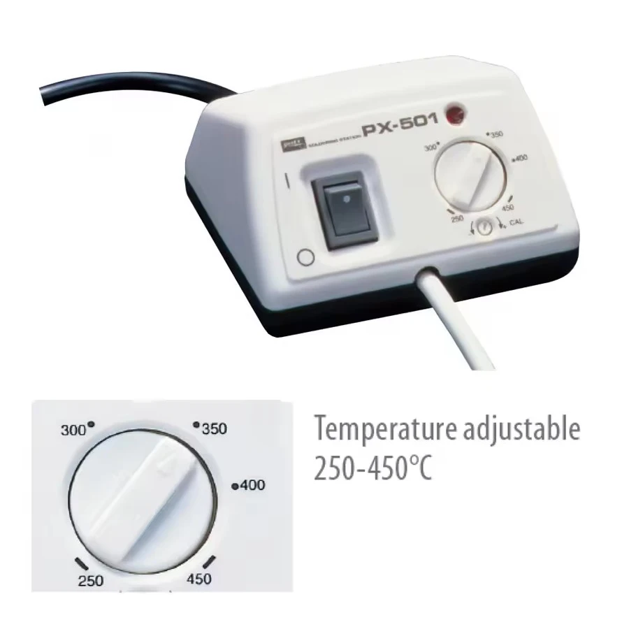 جوت PX-501 250-450 ℃   طاولة لحام صغيرة مع التحكم في درجة الحرارة ومحطة لحام حديد لحام قابلة للتعديل ومضادة للكهرباء الساكنة