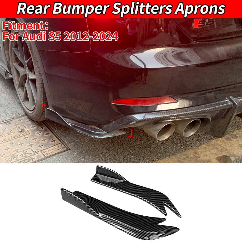 

For Audi S5 2017 2018 2019 Car Rear Bumper Splitters Aprons Trunk Lip Spoiler Canard Wing Diffuser Wrap Angle Protector Carbon