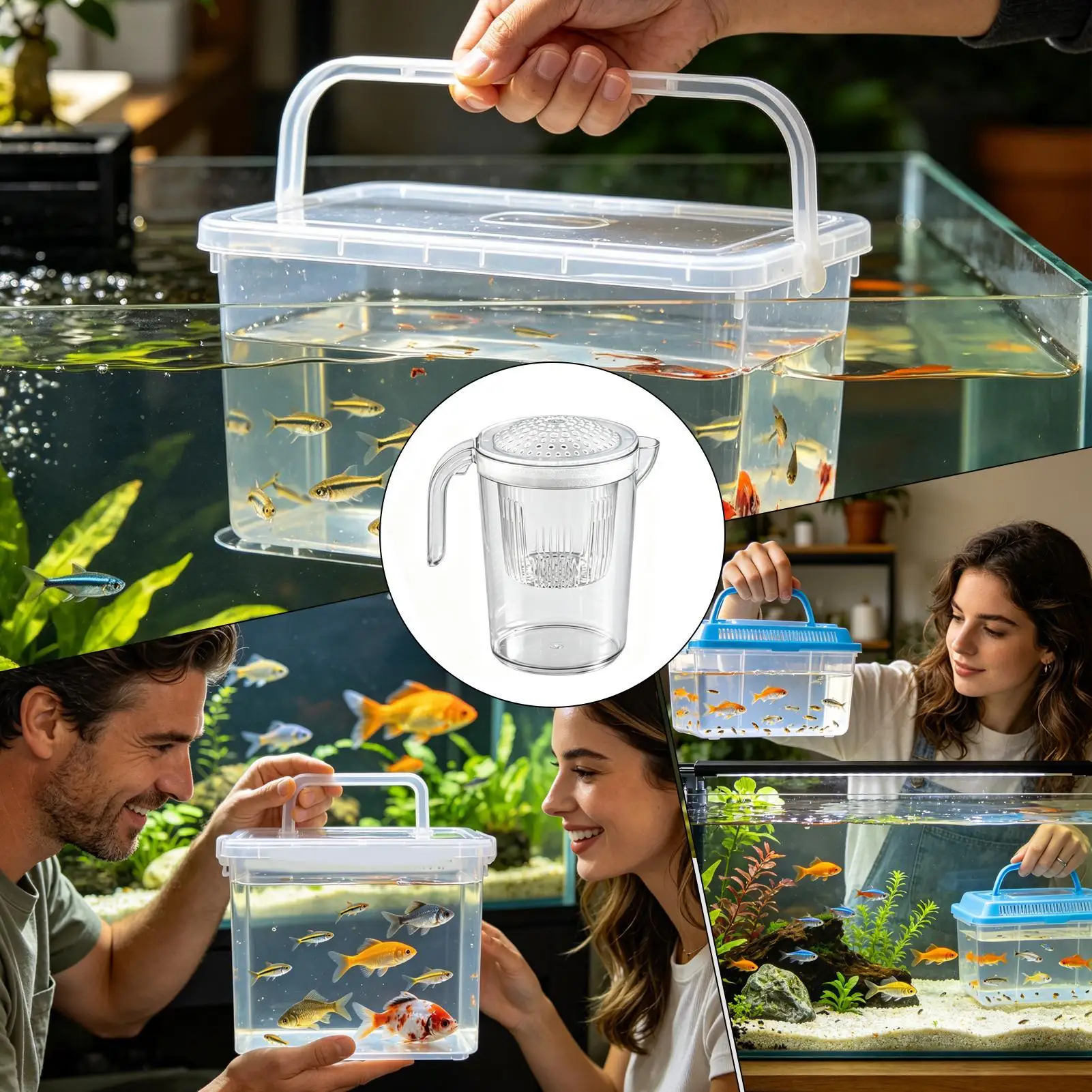 Aquarium Breeder Box Clear Floating Separator With Handle Fish Viewing Box Hatching Cup For Aquarium Fry Protection Betta Guppy