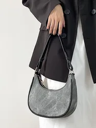 JIAERDI Vintage Y2k Handbags Women 2023 High Street Half Moon Grey Handbag Ladies Retro Harajuku Shoulder Bag Luxury Designer