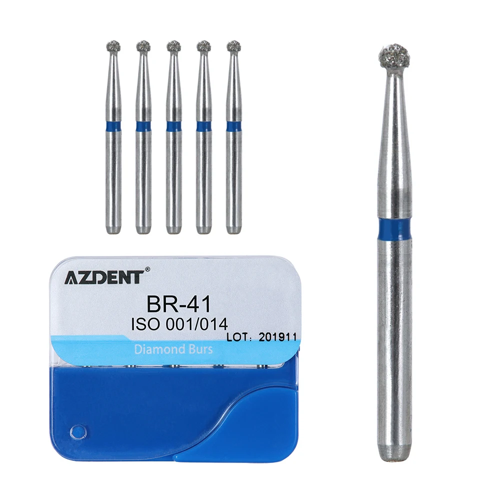 AZDENT 100 Pcs/20 Boxes Dental Diamond Burs Drill Dental Burs Dia-burs for High Speed Handpiecess Medium FG 1.6M Dentist