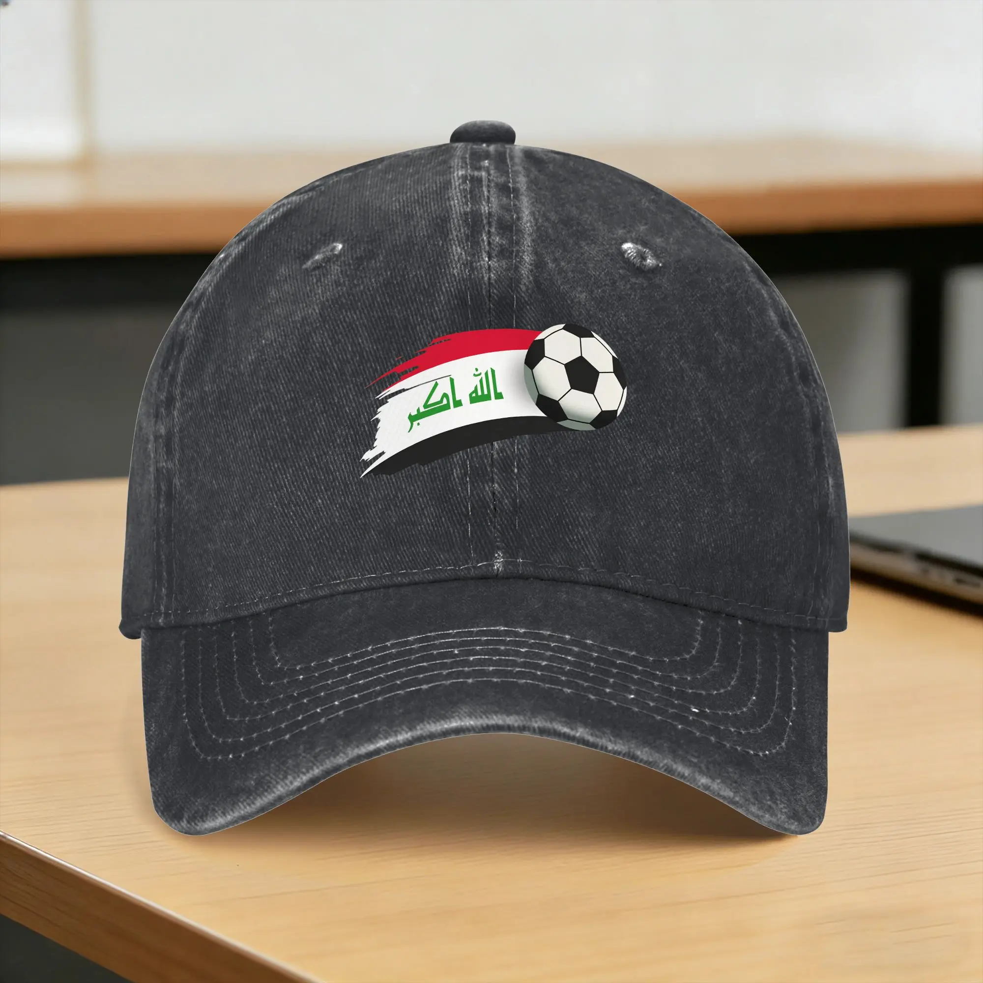 Iraq Flag Iraqi Soccer  Sun Baseball Cap  y2k Cool Female Male Washed Hip Hop Hats  Print Hiking Fishing Baseball Caps Gift Idea