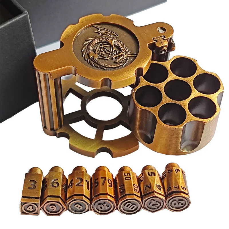 

Metal Revolver Bullet Dice Set Dice Cthulhu Board Game Dice Zinc Alloy Entertainment Reunion Drinking Table Games gift NEW