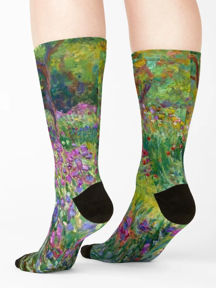 Claude Monet The iris garden at Giverny Socks cute Running Men\'s Socks Women\'s