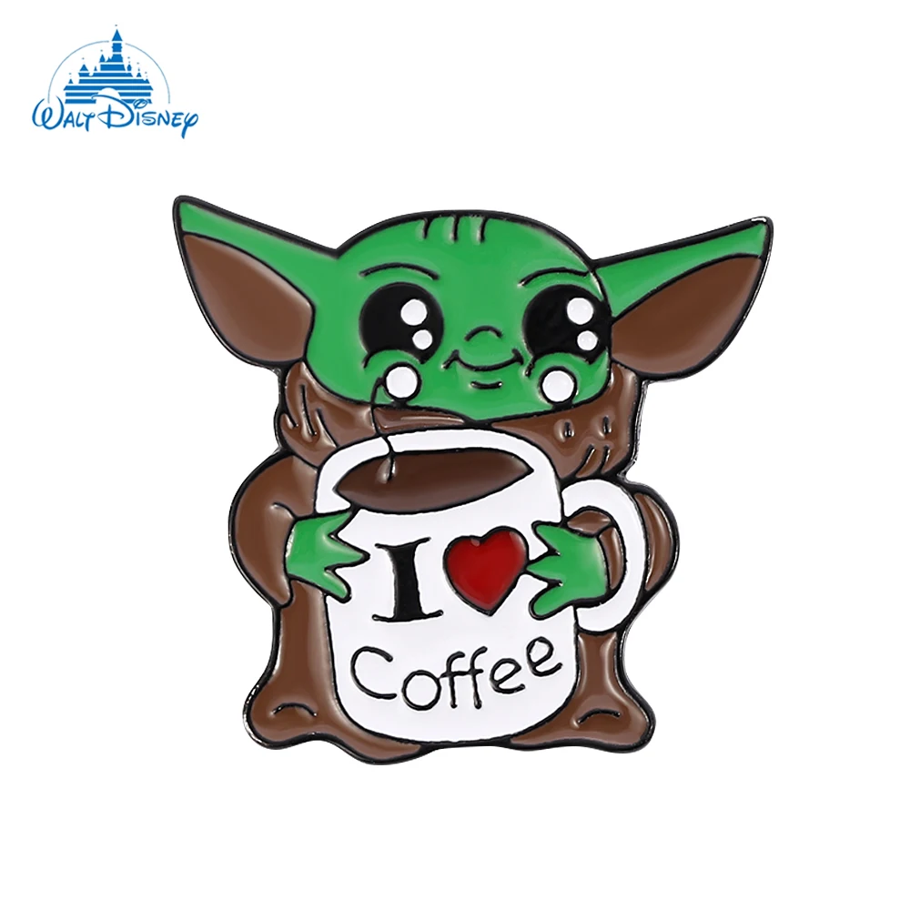 Disney Movie Star War Metal Badge For Dress Accessories Cute Yoda I Love Coffee Enamel Button Brooch Vogue Lapel Pin For Fans