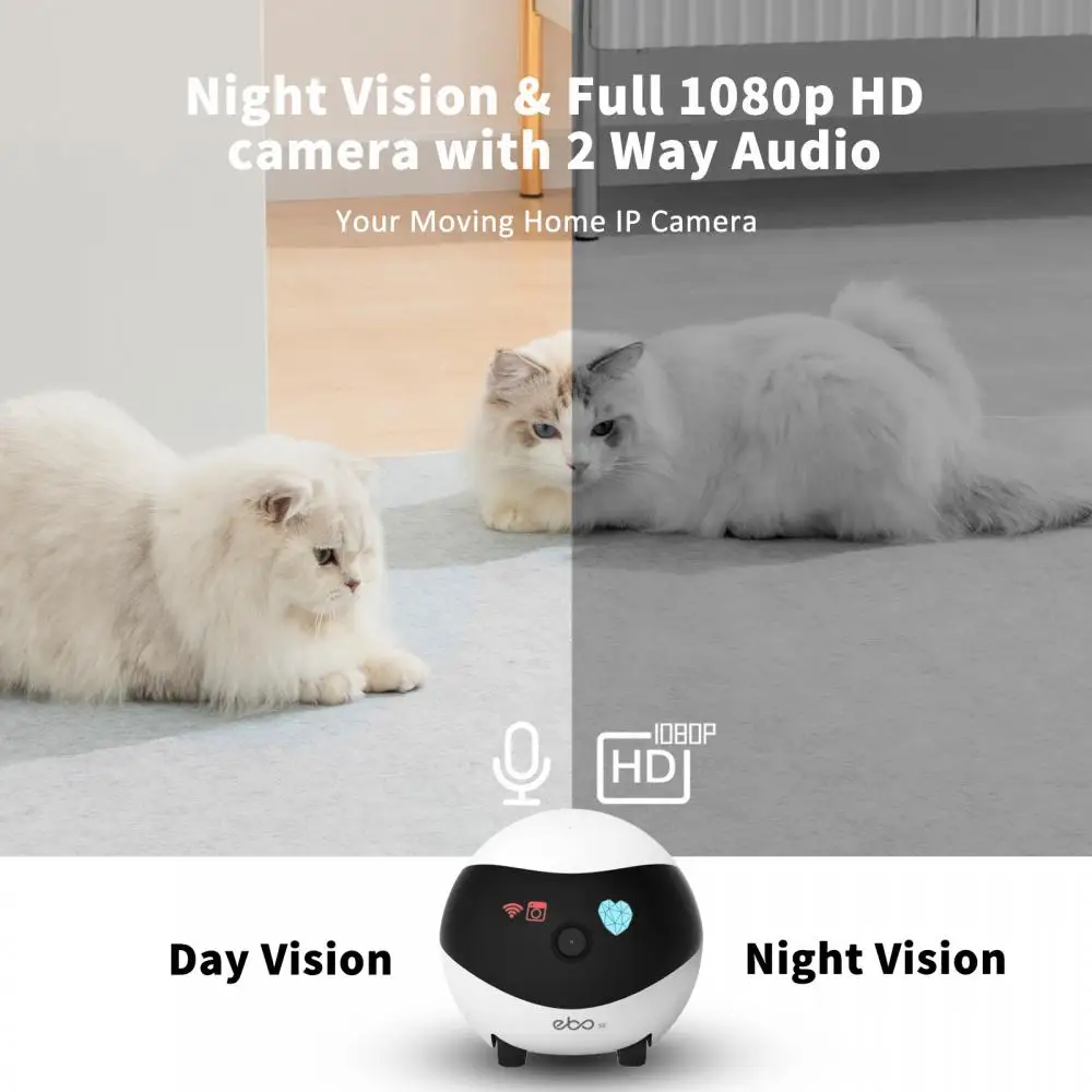 SE Smart Robot Collare WiFi Catpal Pet Gatti Giocattolo di Sicurezza 1080P Telecamera Senza Fili Interattiva Per Gatti Telecomando Via App E