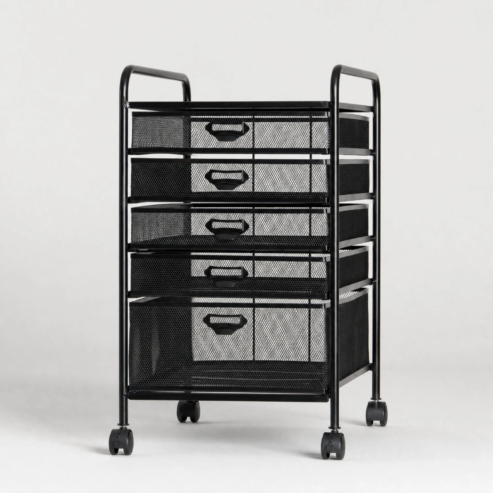 Chariot de classement métallique de format A3 avec 5 tiroirs en maille, armoire à documents mobile avec roulettes pivotantes pour bureau à domicile