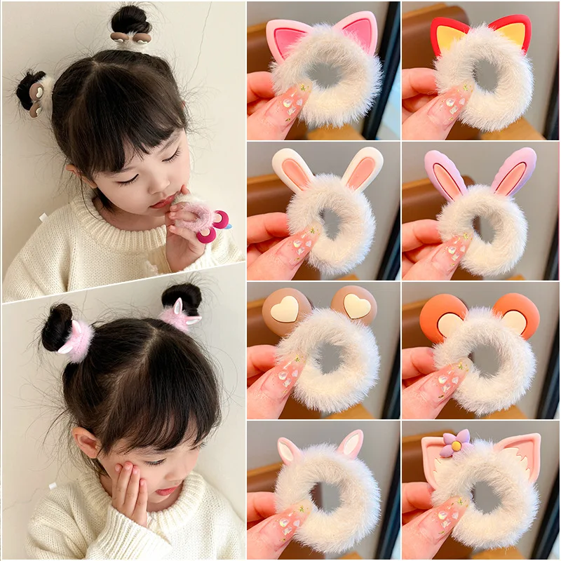 

2024 New Girls Cute Plush Animals Ears HairBands Hair Accessories Women Sweet Cat Hairband Kids Hair Ties Fashion Ornaments