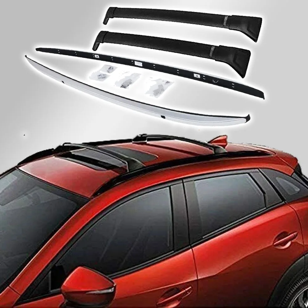 

4Pcs for Mazda CX-3 CX3 2016-2021 Aluminum Roof Rail Racks Side Rail Cross Bars Accessories