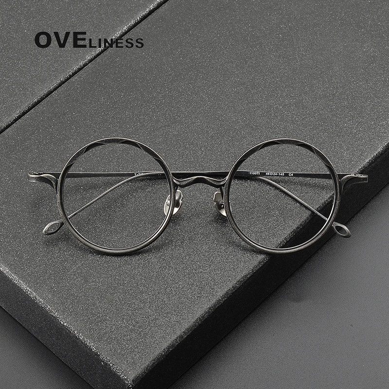 

2026 Vintage Pure Titanium Round Glasses Frame Men Ultralight Eyeglasses Frame Women Retro Luxury Brand Spectacles full eyewear