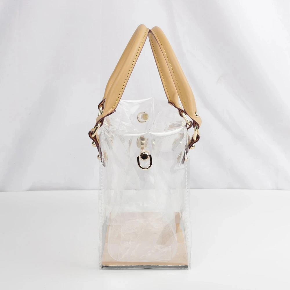 Bolso de mano de Pvc hecho a mano para mujer, bolso de hombro de cuero transparente, bolso de mano impermeable, bolso cruzado de viaje, bolso de