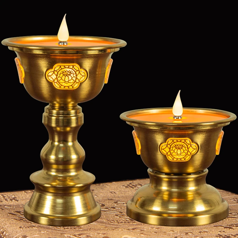 

1pc Metal Candle Holder Simulated Candlestick Household Sacrifice and Blessing Pray for Auspiciousness Buddhist Temple Supplies