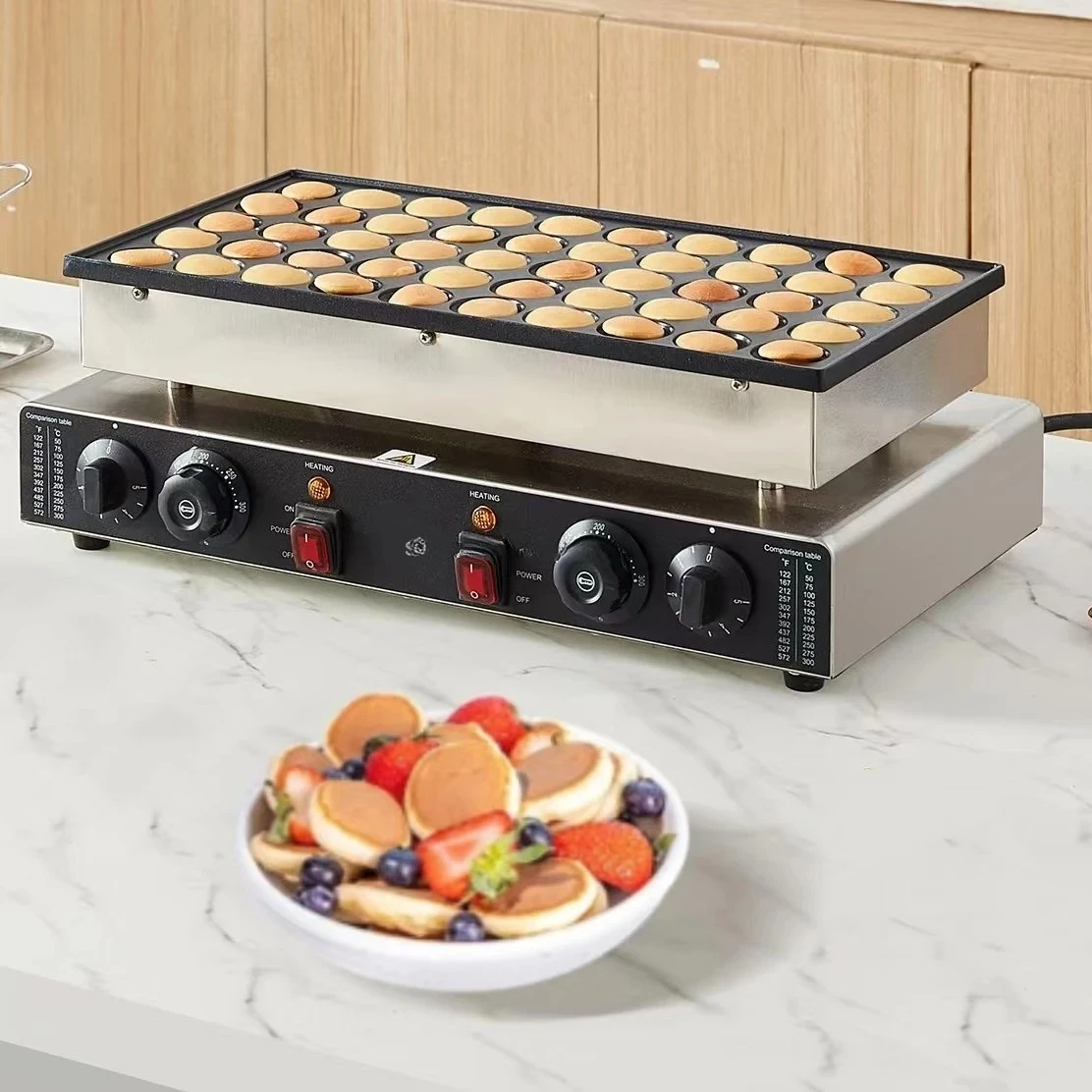 

WeWork Commercial Dorayaki Baker 50PCS Crepe and Pancake Machine 1700W Non-stick Waffle Machine Mini Dutch Pancake Maker