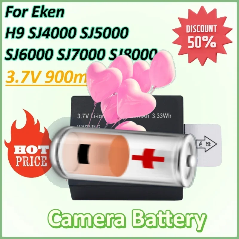 

3.7V 900mAh Rechargeable Li-ion Battery for Eken H9 SJ4000 SJ5000 SJ6000 SJ7000 SJ8000 WiFi M10 SJ5000x Sports Action Camera DV