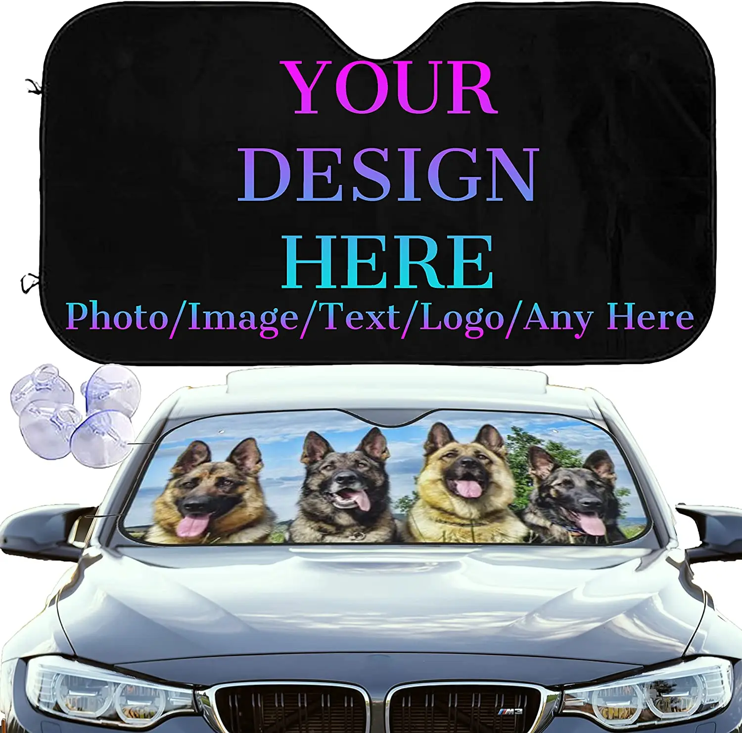 

Custom Windshield Sun Shade for Car Personalized Your Photo Text Into Window Sunshades UV Rays Protector Shield Vehicle Cover fo