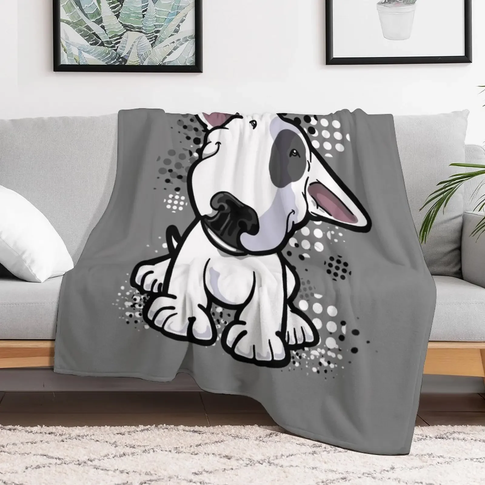 Happy Eye Patch Bullterrier Throw Blanket For Decorative Sofa Cute Plaid Blankets