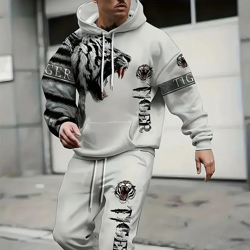 2025 Spring and Autumn 3D Printed Sweatshirt Set 2025 O-neck Drawstring Waist Long Trousers Sports Leisurewear Set
