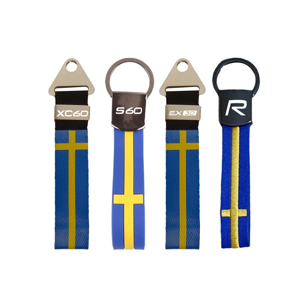 For Volvo C40 C50 C70 S80 S40 S50 XC30 S90 XC40 XC60 XC70 V60 XC90 V70 V40 S60 V50 V90 C30 EX90 EX30 Swedish Flag Style Keychain