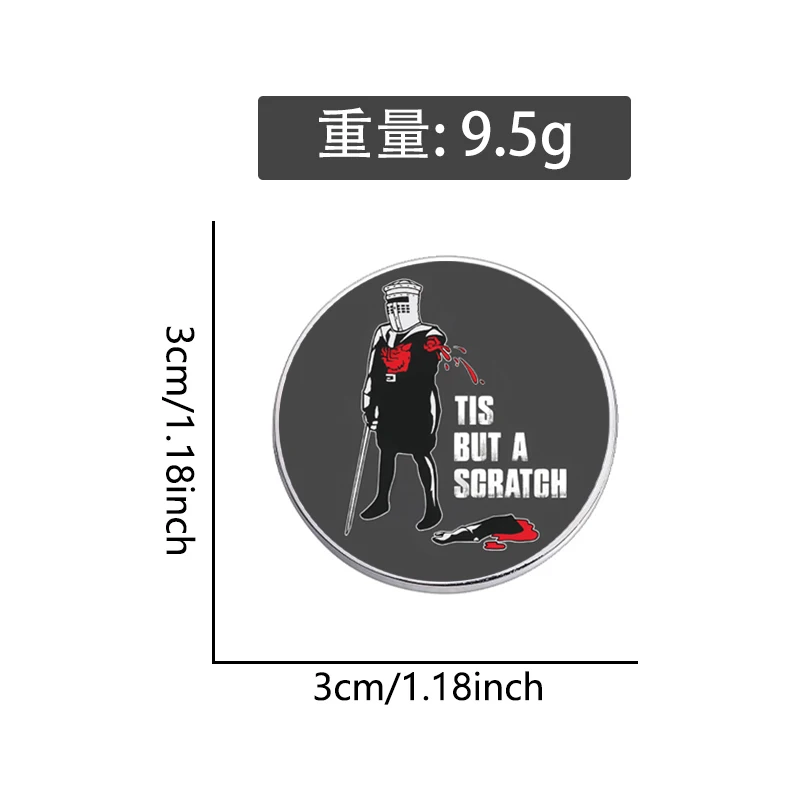 Tis But A Scratch Tinplate Soft Button Pin Gothic Dark Knight Face Shield Brooch Backpack Lapel Badge Jewelry Gift for Friend