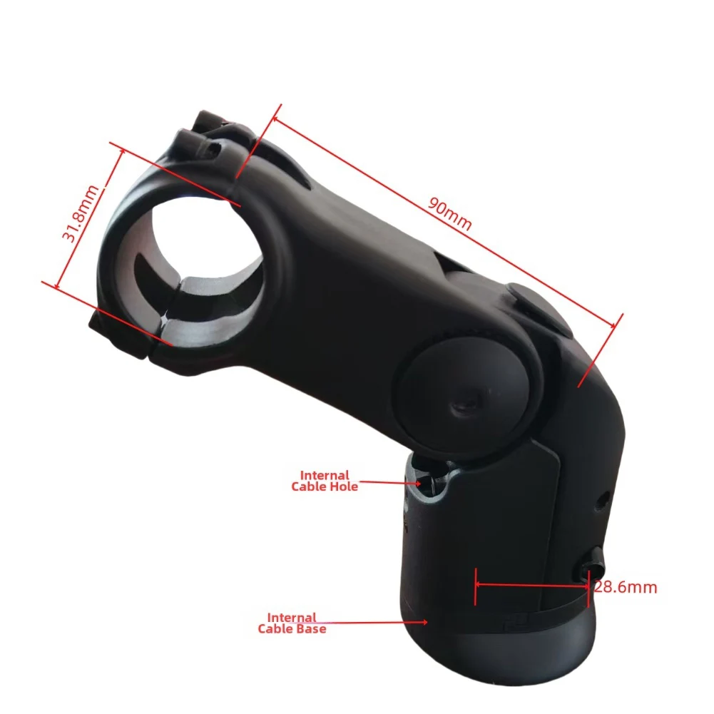 Folding Bicycle Handlebar Stem For Bikes -Internal Wiring Design Anodized Sand Black Finish Dimensions 90*31.8*28.6mm