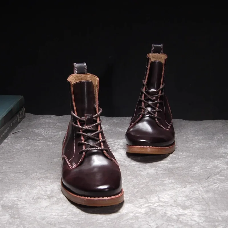 

High End Genuine Leather High Top Work Shoes Men's Formal Casual Business Outdoor Hiking Motorcycle Chelsea Boots Male