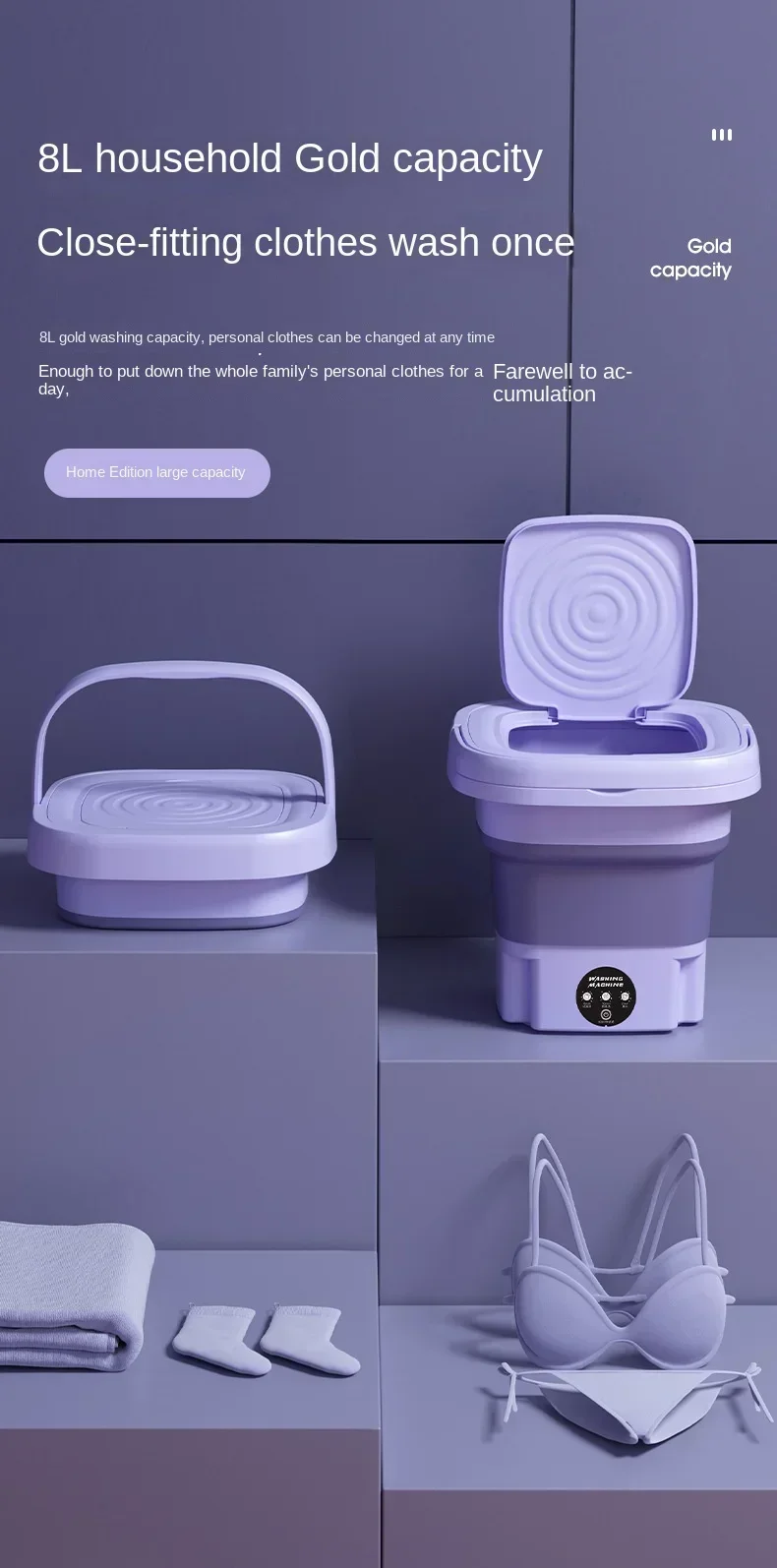 Fonctionnement mini machine à laver pliable