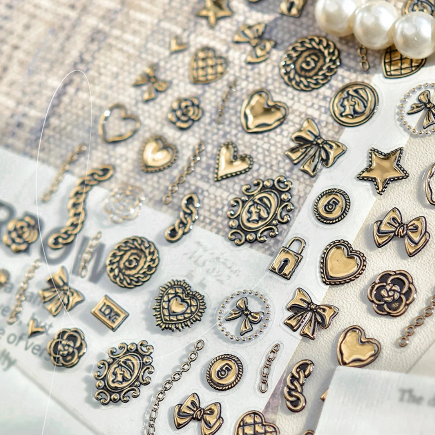 Ardently Silberne Lava-Kette Coole Unregelmäßige Herz-Gitter Skelett Sterne Mond Sarg Schloss Schleife Nagelkunst Aufkleber Maniküre Dekorationen – Detail 10
