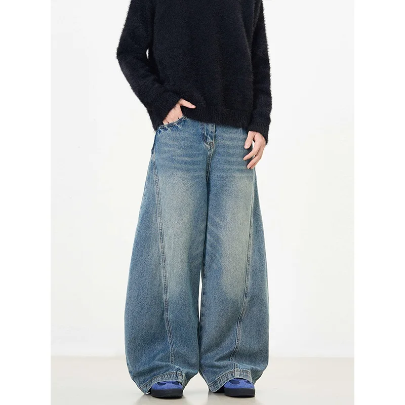 Harajuku y2k solto lavado azul jeans feminino streetwear retro calças de cintura alta alta rua solta perna larga calças jeans feminino