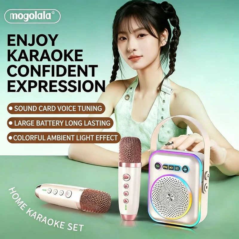 

Портативная Bluetooth-караоке-система HiFi для взрослых и детей с 2 микрофонами, поддержкой TF-карт, для вечеринок на открытом воздухе, беспроводная колонка