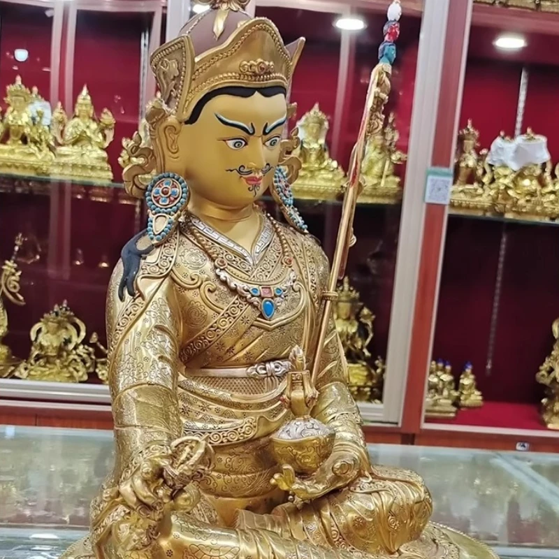 Picture 6: Nepal Tibet Craft Tibetan Vajrayana Golden Lotus Copper Handmade Carving Statue