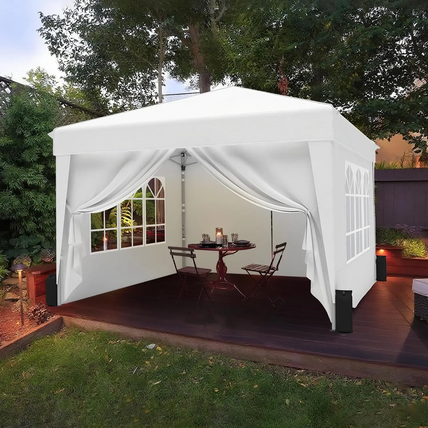 10x10 Pop Up Canopy Tent, One Push One Person Setup, White, Customized