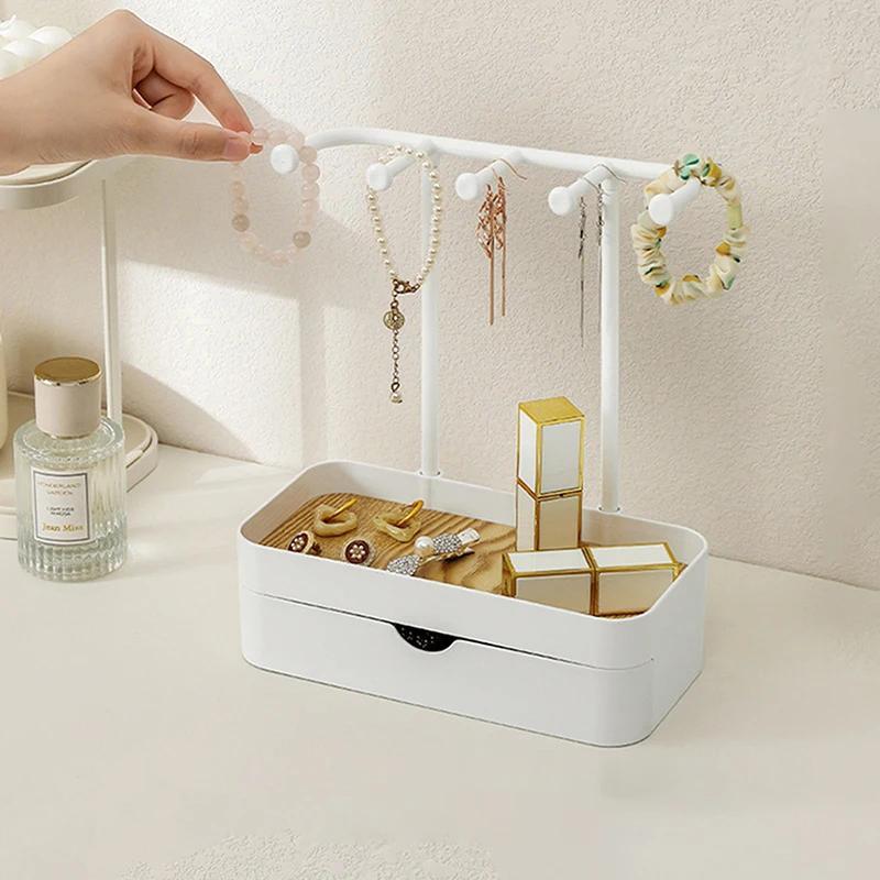 1PC Fashion Jewelry Organizer Hanging Display For Earrings Necklaces Jewelry Storage Rack With Wooden Base Bracelet Rings Holder