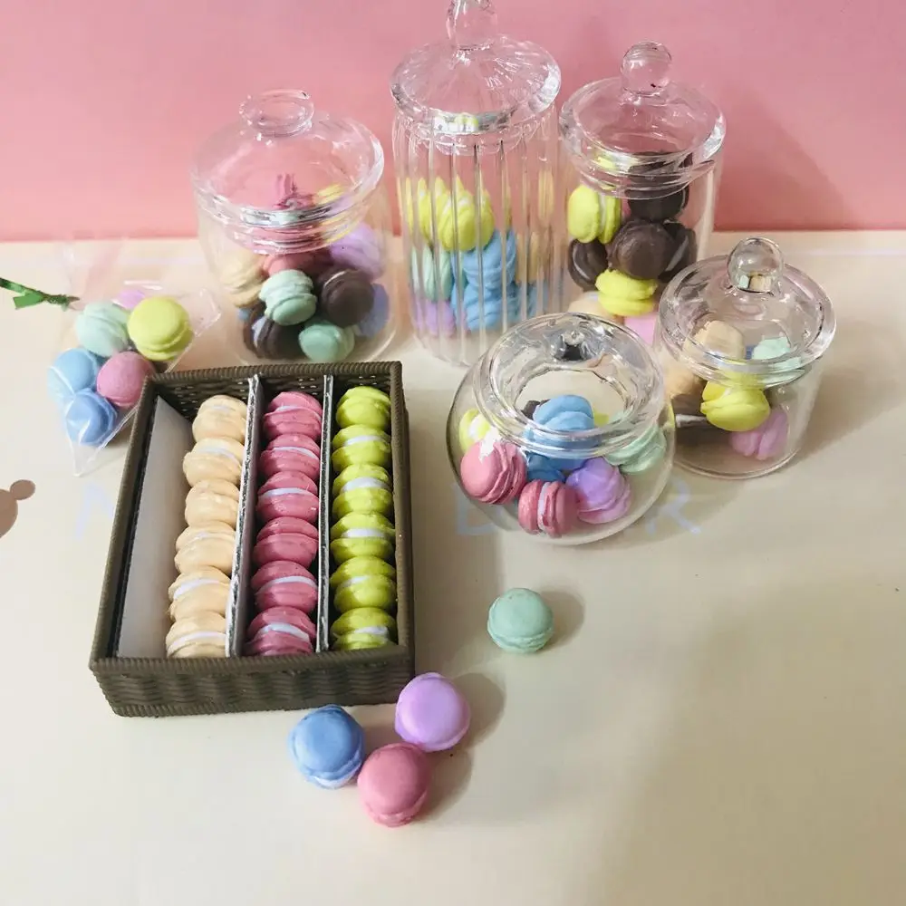 NEW Candy Color Macaron 1/12 Scale Dollhouse Miniature Macaron Dessert Cake for Blyth Barbies OB11 1/6 BJD Doll House Play