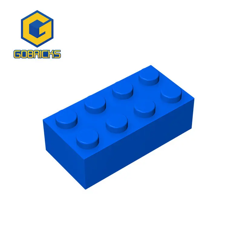 Gobricks 10pcs Building Blocks Thick Figures Bricks 2x4 Dots Educational Creative Compatible With 3001 Plastic Toys For Children