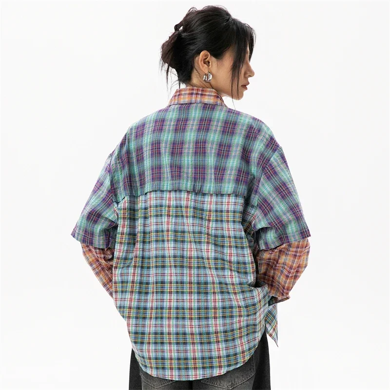 Plaid Shirts & Blouses Plus Size Woman Korean Style Fashion Women\'s Clothing Sales Trend 2024 Youthful Woman Clothes Ladies Tops