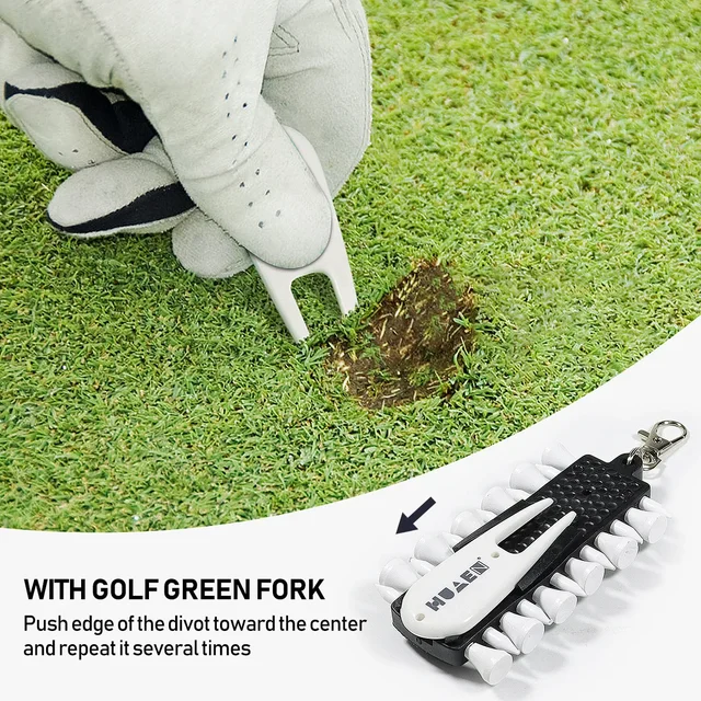 PGM Golf Tees Rack with 12pcs Tees Green Fork and Pencil Portable Golf Accessory Storage Device TC001 4