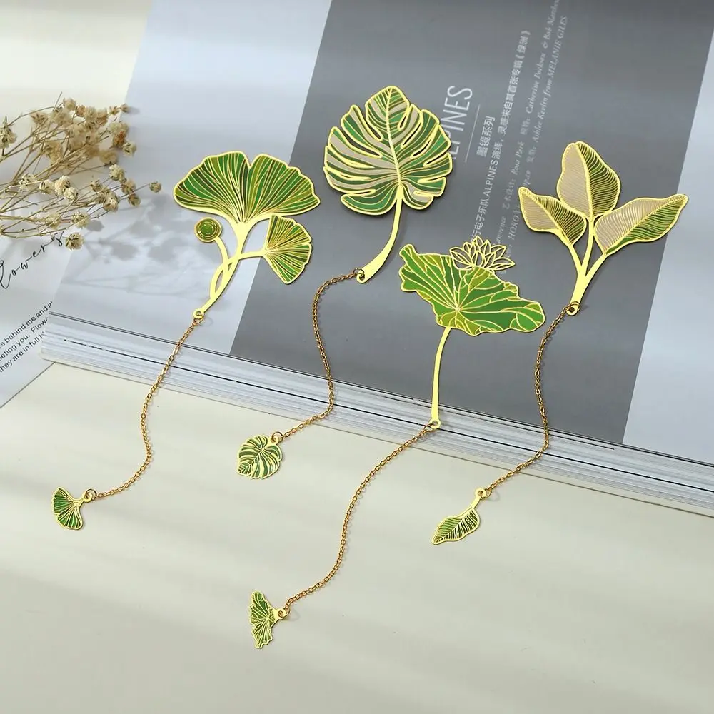 

Lotus Leaf Lotus Leaf Vein Metal Bookmark Metal Flower Chinese Style Bookmark Green Leaf Green Leaf Bookmark Stationery