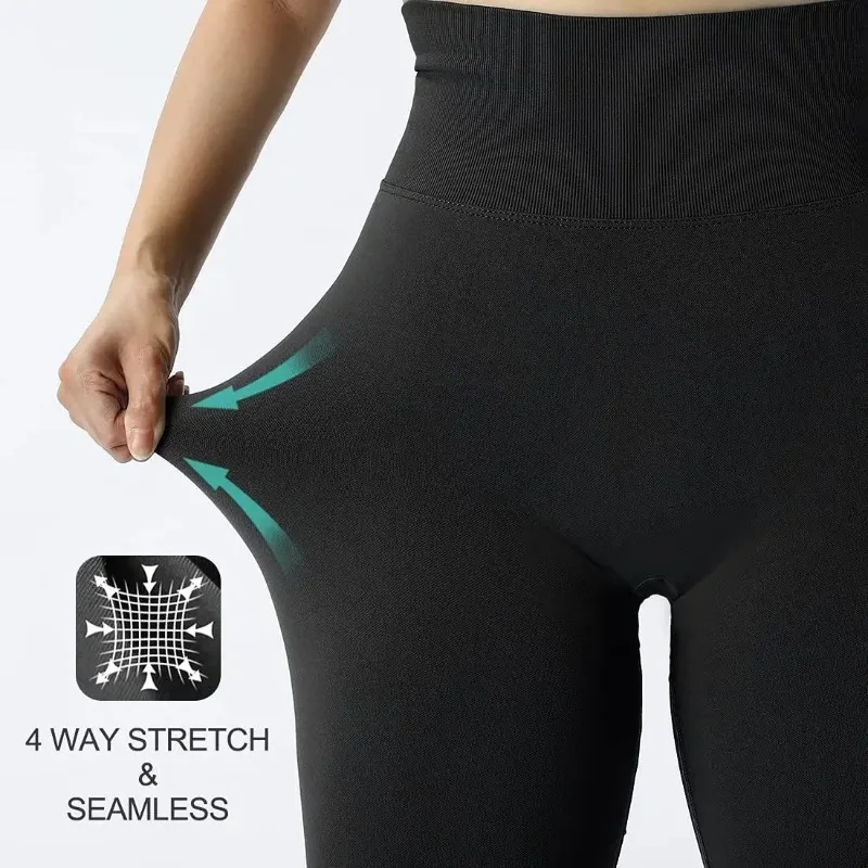 Seamless Knitted Leggings Women High Waist Sports Pants  High Elastic Gym Workout Running Leggings Sexy Hip Liftting Leggings, image 4